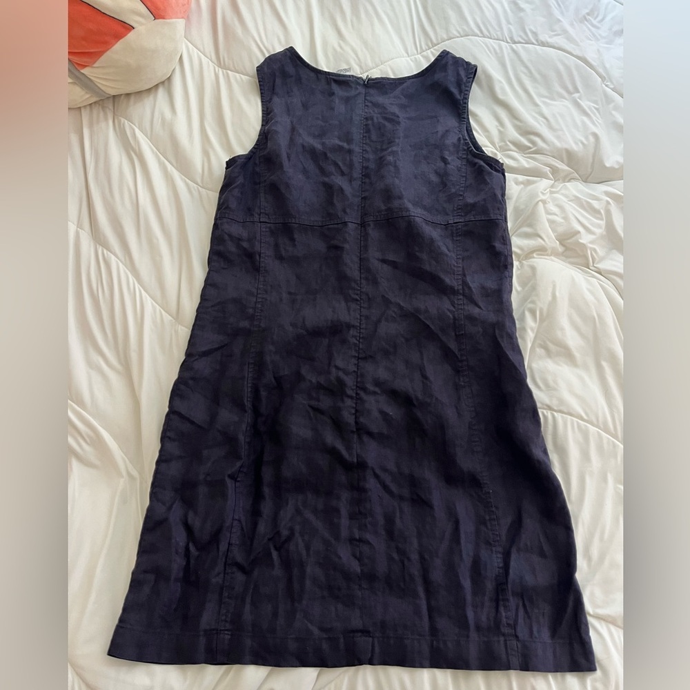 Old navy vintage dark blue linen sheath linen sleeveless mini dress women's - Picture 2 of 9